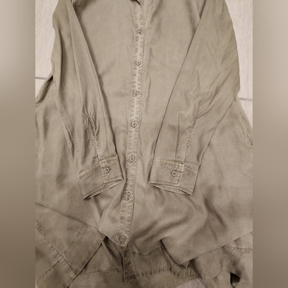 Anthropologie Cloth & Stone Lace-Up Back Shirt Dress, Olive, Size US S - Picture 6 of 7